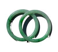 ASumPio Lot De 2 Bracelets en Jade Naturel, Fleur Verte Flottante, Bracelet en Jade, Barre Ronde, Bracelet en Jade pour Femme, Porte-Bonheur, Envoyer À La Mère, Envoyer À La Petite Amie,53-54mm