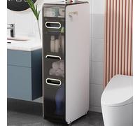 ASumPio Meuble De Rangement avec Tiroirs Transparents, Étroit, Fin Et Haut, Porte-Serviettes Mobile, Dispositif De Roulement Latéral Indépendant, pour Petite Cuisine, B,Four Floors-Width 17.5CM