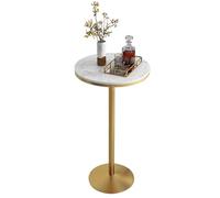 ASumPio Petite Table D'Appoint De Style Moderne, Table De Chevet Étroite avec Plateau en Marbre Blanc Et Pieds en Métal Doré, Table De Cuisine pour Bistrot, Café, Bureau À D,A-Height 95cm