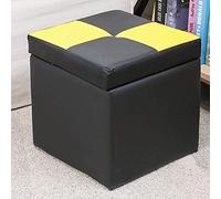 ASumPio Repose-Pieds Rembourré en Simili Cuir, Banquette De Rangement, avec Charnière, Boîte De Rangement, Coffre, Siège Unique, Repose-Pieds De Rangement (30 X 30 X 32 Cm (12 X 12 X 13) D)