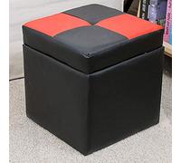 ASumPio Repose-Pieds Rembourré en Simili Cuir, Banquette De Rangement, avec Charnière, Boîte De Rangement, Coffre, Siège Unique, Repose-Pieds De Rangement (30 X 30 X 32 Cm (12 X 12 X 13) E)