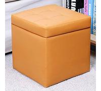 ASumPio Repose-Pieds Rembourré en Simili Cuir, Banquette De Rangement, avec Charnière, Boîte De Rangement, Coffre, Siège Unique, Repose-Pieds De Rangement (30 X 30 X 32 Cm (12 X 12 X 13) Jaune)