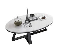 ASumPio Table Basse Ovale en Marbre Mesa avec Base en Métal, Élégante Petite Table À Thé, Table D'Appoint Moderne, Table De Loisirs 80 X 50 X 45 Cm pour Salon, Bureau, Balco