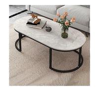 ASumPio Table Basse Ovale en Marbre Mesa, Table D'Appoint Nordique Créative en Métal, Table Centrale en Fer Forgé avec Métal Et Meubles De Salon pour La Maison Centro,Brown-120×60×47cm