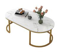 ASumPio Table Basse Ovale en Marbre Mesa, Table D'Appoint Nordique Créative en Métal, Table Centrale en Fer Forgé avec Métal Et Meubles De Salon pour La Maison Centro,White-100×60×47cm