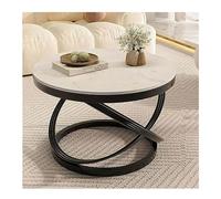 ASumPio Table Basse Ronde Mesa avec Plateau en Faux Marbre + Table D'Appoint en Métal Et Table D'Appoint Nordique Simple pour Canapé/Canapé, Petite Table D'Appoint pour App,Black-50 * 45cm