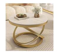 ASumPio Table Basse Ronde Mesa avec Plateau en Faux Marbre + Table D'Appoint en Métal Et Table D'Appoint Nordique Simple pour Canapé/Canapé, Petite Table D'Appoint pour App,D-80 * 45cm