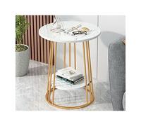 ASumPio Table Basse Ronde Mesa De Centro À 2 Niveaux, Motif Marbre Créatif Et Métal Robuste, Petite Table D'Appoint Nordique Simple pour Salon, Balcon, Chambre À Coucher,D-48x62cm