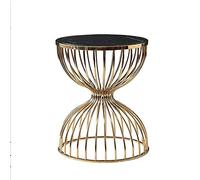 ASumPio Table D'Appoint Ronde en Métal Et Marbre, Table D'Appoint pour Canapé De Salon, Table Téléphonique, Forme De Sablier, pour Salon, Champagne Doré,Champagne Gold-19.68 * 24.01in