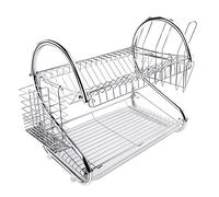 ASUNCELL Égouttoir À Vaisselle 2 Niveaux En Métal, Durable Et Multifonctionnel, Pour Rangement Et Égouttage, Montable Sur Comptoir, Argent