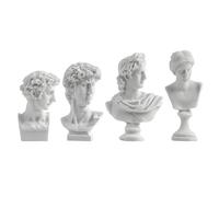 ASUNFO Lot de 4 mini figurines grecques blanches en forme de buste grec sculptures en résine et statue pour la décoration de la maison et du salon David Vénus Apollon