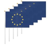 ASUNO Lot de 20 drapeaux de l'Union européenne - Petites bannières à main - 14 × 21 cm - Mini drapeau européen en polyester pour décorations de fête, coupe du monde, festivals internationaux