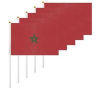 ASUNO Lot de 20 drapeaux marocains à main - 14 × 21 cm - Mini drapeau marocain en polyester pour décorations de fête, coupe du monde de festival international, événements intérieurs et extérieurs