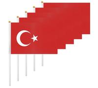 ASUNO Lot de 20 drapeaux turcs à main - 14 × 21 cm - Mini drapeau turc en polyester pour décorations de fête, coupe du monde de festival international, événements intérieurs et extérieurs