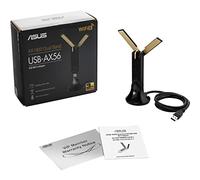 ASUS Adaptateur WiFi USB WiFi 6 AX1800 (USB-AX56) - Client WiFi 6 Double Bande, Prise en Charge 2 x 2, Jeux et Streaming, Plug-and-Play, sécurité réseau WPA3, MU-MIMO, Formation de Faisceaux, Noir