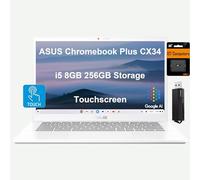 ASUS Chromebook Plus CX34 Ordinateur portable (écran tactile FHD de 14", Intel 10-Core i5-1335U, 8 Go de RAM, 256 Go de stockage (128 Go UFS + carte SD IST 128 Go)), webcam FHD, Wi-Fi 6E, lecteur de
