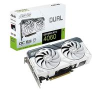 ASUS Dual GeForce RTX™ 4060 OC White Edition 8 Go GDDR6 (PCIe 4.0, 8 Go GDDR6, DLSS 3, HDMI 2.1a, DisplayPort 1.4a, Conception à 2,5 emplacements, Conception de Ventilateur Axial-Tech, Technologie 0
