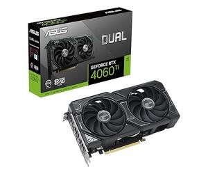 ASUS DUAL NVIDIA GeForce RTX 4060 Ti - Carte graphique (8GB GDDR6X, PCIe 4.0, DLSS 3, HDMI 2.1a, DisplayPort 1.4a, Ventilateurs axiaux à double roulement à billes, technologie 0dB)