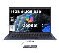 ASUS ExpertBook B1 Ordinateur portable professionnel (14" FHD, Intel 10-core i7-1255U, 16 Go de RAM, 512 Go SSD) pour voyage, ingénierie, rétroéclairé, empreintes digitales, 3 ans WRT, Wi-Fi 6E, IST