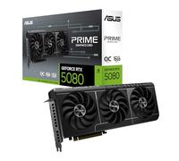 ASUS La carte graphique Prime GeForce RTX 5080 OC Edition 16 Go GDDR7 prête pour SFF (PCIe 5.0, 16 Go GDDR7, HDMI/DP 2.1, 2.5 fentes, ventilateurs de technologie axiale, caméra de vapeur, double BIOS)