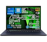 ASUS Laptop Intel i7 13ᵉ Gén, 16" FHD IPS, 24Go RAM DDR5, SSD 1To, NVIDIA RTX 2050 4Go, WiFi 6E, Thunderbolt 4, Aluminium, Sécurité Biométrique, Clavier AZERTY Rétroéclairé, Windows 11 Pro