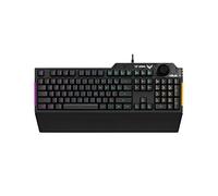 ASUS Membrane Clavier de jeu USB pour PC - TUF K1 programmable, mémoire intégrée avec bouton de volume dédié, Aura Sync RVB et éclairage latéral, repose-poignet amovible, résistant aux éclaboussures