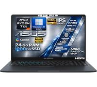 ASUS Ordinateur Portable AMD Ryzen 7 170 4.75Ghz, RAM 24Go DDR5, SSD 1To, Écran 15.6" FHD IPS, WiFi6E, CAM 1080p, Port Ethernet, Copilot IA, Clavier AZERTY Rétroéclairé, Empreinte Digitale, Win11 Pro