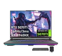 ASUS Ordinateur portable de jeu ROG Strix G16, GeForce RTX 5070 Ti 12 Go GDDR7, AMD Ryzen 9 8940HX, 16 Go DDR5, 1 To SSD, clavier rétroéclairé, caméra FHD, écran WUXGA 165 Hz, Win 11, gris, station