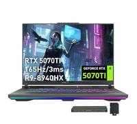 ASUS Ordinateur portable de jeu ROG Strix G16, GeForce RTX 5070 Ti 12 Go GDDR7, AMD Ryzen 9 8940HX, 16 Go DDR5, SSD PCIe 1 To, clavier rétroéclairé, écran WUXGA 165 Hz, Windows 11 Pro, gris, ensemble