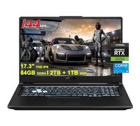 Asus Ordinateur portable de jeu TUF F17 | 17,3" FHD 144 Hz | Intel 6-Core i5-11400H >i7-10870H | 64 Go DDR4 2 To + 1 To SSD | GeForce RTX 3050 4 Go graphique | Thunderbolt4 Win11 rétroéclairé noir +