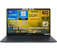 ASUS Ordinateur Portable Intel i7 13ème 10 Coeurs 5Ghz, RAM 24 Go DDR5, SSD PCIe 1To, écran IPS 15,6 Full HD, WiFi6E, 4USB, Empreinte Digitale, Clavier rétroéclairé, Win11, déjà configuré, AZERTY