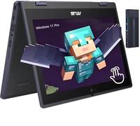 ASUS Ordinateur portable tactile HD 2 en 1 de 11,6 po, processeur Intel Celeron N100, 4 Go de RAM 128 Go SSD, station d'accueil 256 Go 9H, webcam, Wi-Fi 6, Bluetooth 5.1, HDMI, Windows 11 Pro, gris