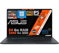 ASUS PC Portable Ryzen 7 7735HS, RAM 24Go DDR5, SSD 1To PCIe, Écran 15.6" FHD IPS, WiFi 6E, Webcam 1080p, Port Ethernet RJ45, Copilot IA, Clavier AZERTY Rétroéclairé, Empreinte Digitale, Win 11 Pro