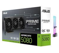 ASUS Prime GeForce RTX 5080 OC Edition Carte graphique triple ventilateur, 16 Go GDDR7, 1827 AI Tops, 5e génération Tensor Cores, DLSS 4, PCIe 5.0, DP 2.1b x3, HDMI 2.1b, avec support GPU
