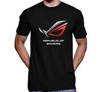 ASUS Republic of Gamers T-Shirt Funny Unique Design Mens Round Neck Tees Black S