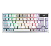 ASUS ROG Azoth - Clavier mécanique Gaming 75%, boîtier métallique, Touches ABS, Switch ROG NX Snow lubrifiés, IR, BT et USB-C, écran OLED, Trois hauteurs, Compatible avec Mac, QWERTY Espagnol - Blanc