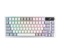 ASUS ROG Azoth White - Clavier mécanique Gaming avec Connection tri-Mode, écran OLED, Montage par Joint, Switchs et stabilisateurs de Clavier ROG NX Snow White prélubrifiés et Hot-Swap, AZERTY