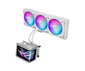 ASUS ROG RYUO IV SLC 360 ARGB White Edition Refroidisseur de liquide pour processeur tout-en-un, tube raccourci pour une esthétique propre, écran incurvé mobile de 6,7"