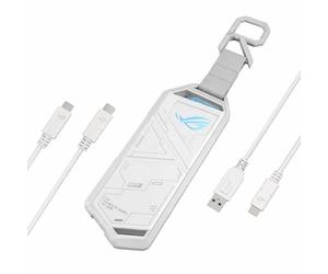 ASUS ROG Strix Arion White Edition/Boîtier SSD Externe M.2 NVMe/Installation sans Outil/Câble USB-C vers C vers A/Pad Thermique Inclus/Prise en Charge de la synchronisation Aura