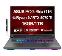 ASUS ROG Strix G16 G614 AI Ordinateur portable de jeu 16" 165 Hz IPS WUXGA (AMD Ryzen 9 8940HX, GeForce RTX 5070 Ti 12 Go, 16 Go DDR5, SSD PCIe 1 To, RGB KB, Win 11 Pro) avec concentrateur USB DKZ