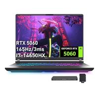 ASUS ROG Strix G16 Ordinateur portable de jeu 16" FHD+ 165 Hz, Intel i7-14650HX (Beats Intel i9-13900), GeForce RTX 5060, 64 Go de RAM DDR5, 4 To SSD, clavier rétroéclairé, Wi-Fi 7, gris, station