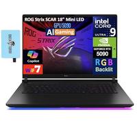 ASUS ROG Strix Scar 18 AI Ordinateur portable de jeu 18" 240 Hz Mini écran LED WQXGA (Intel Ultra 9-275HX, GeForce RTX 5090 24 Go, 32 Go DDR5, 2 To PCIe SSD, RGB KB, Win 11 Pro) avec extension de port