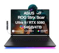 ASUS ROG Strix Scar AI Ordinateur portable de jeu 18" 240 Hz Mini écran LED WQXGA (Intel Ultra 9-275HX, GeForce RTX 5080 16 Go, 64 Go DDR5, 4 To PCIe SSD, RGB KB, Win 11 Pro) avec extenseur de port