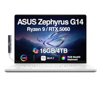 ASUS ROG Zephyrus G14 AI Ordinateur portable de jeu 14" ROG Nebula OLED 2,8K 500 nits (AMD Ryzen 9 270, GeForce RTX 5060 8 Go, 16 Go LPDDR5X, 4 To SSD, RGB KYB, WiFi 7, Win 11 Pro) avec extension de