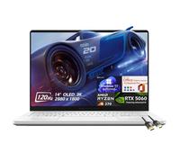 ASUS ROG Zephyrus G14 Ordinateur portable de jeu OLED 3K 120 Hz, AMD Ryzen 9 270, RTX5060 8 Go, 16 Go de RAM LPDDR5X 1 To SSD, Wi-Fi7, BacklitKB, Win11Pro Office Lifetime License, Blanc, avec câble