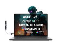 ASUS ROG Zephyrus G16 AI Ordinateur portable de jeu 16" avec écran OLED FHD+ (Intel Ultra 9-285H, GeForce RTX 5080 16 Go, 32 Go LPDDR5X, 2 To SSD, RGB KB, Wi-Fi 7, BT 5.4, Win11Pro) avec extension de