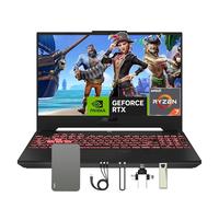 ASUS TUF A15 Ordinateur portable de jeu 15,6 po FHD 144 Hz, AMD Ryzen 7-6800H, 64 Go de RAM DDR5, 4 To PCIe SSD, GeForce RTX 3050 Ti 4 Go GDDR6, Windows 11, clavier rétroéclairé RVB, gris, station