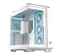 ASUS TUF Gaming GT502 Horizon Blanc ATX - Moyenne Tour (Design panoramique, Double Chambre, Zones de Refroidissement CPU et GPU indépendantes, Panneaux latéraux sans Outils, 4 ventils ARGB fournis)