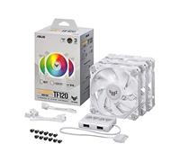 ASUS TUF Gaming TF120 ARGB White Edition Lot de 3 Lames LED Personnalisables à 3 Broches, roulement Dynamique Fluide avancé, PWM 120 mm, Coussinets Anti-Vibrations, réseau LED Double Couche