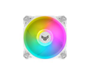 ASUS TUF GAMING TF120 ARGB White Edition - Refroidisseur d'air pour boîtier PC 120mm, 250-1900 tr/min, 29dB, 76 CFM, éclairage Bleu/Vert/Rouge.